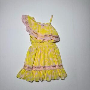 GB Girls Yellow and Pink Floral Ruffle Dress